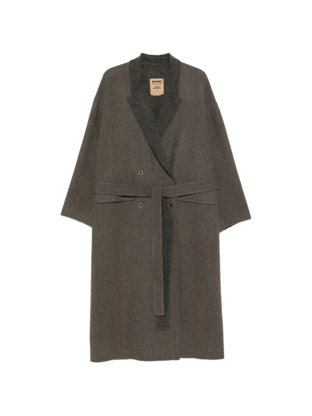 Uma Wang belted double-breasted coat - Grau