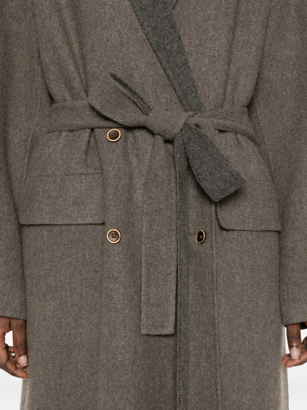 Uma Wang belted double-breasted coat Grijs