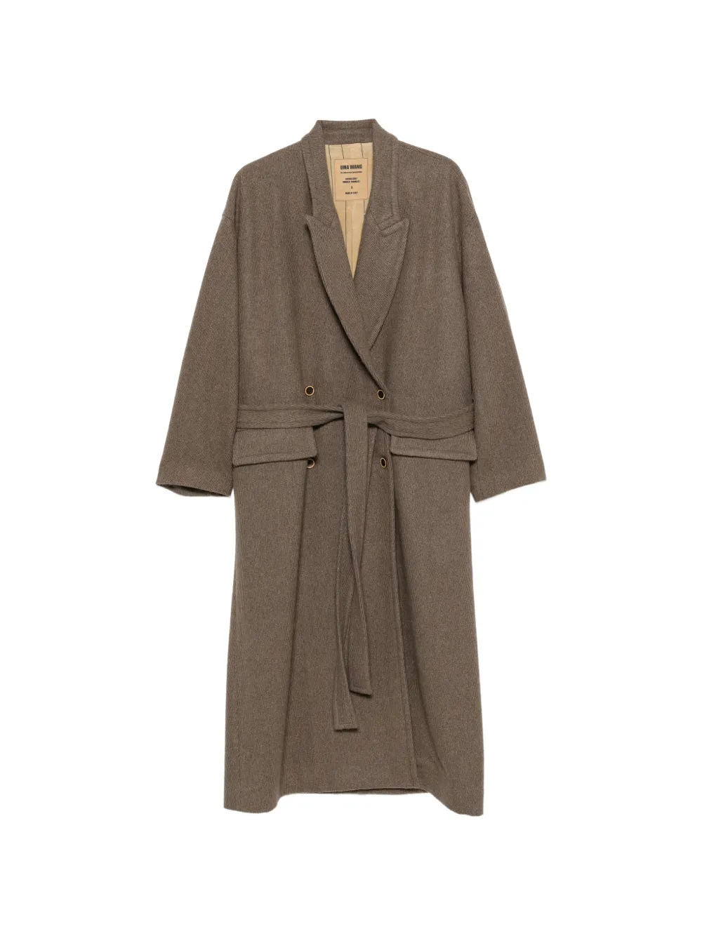Uma Wang belted raw-edge coat - Brown