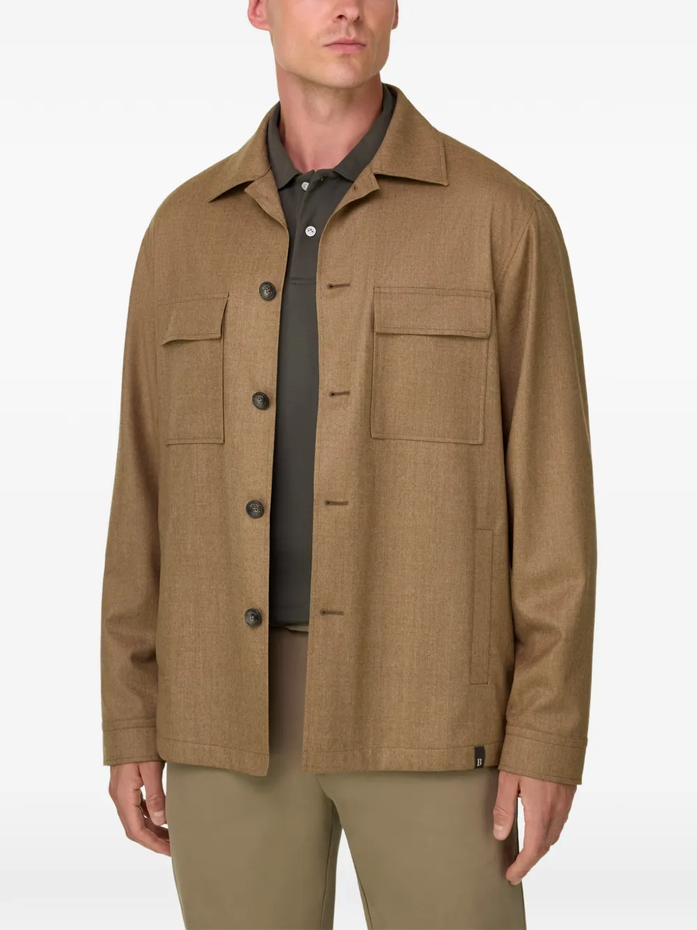 Boggi Milano shacket in wool flannel Bruin