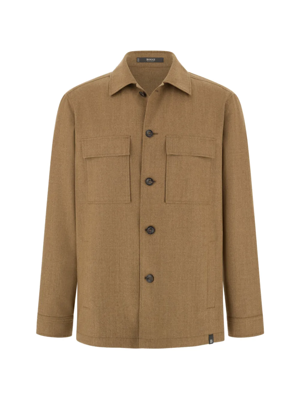 Boggi Milano shacket in wool flannel - Marrone