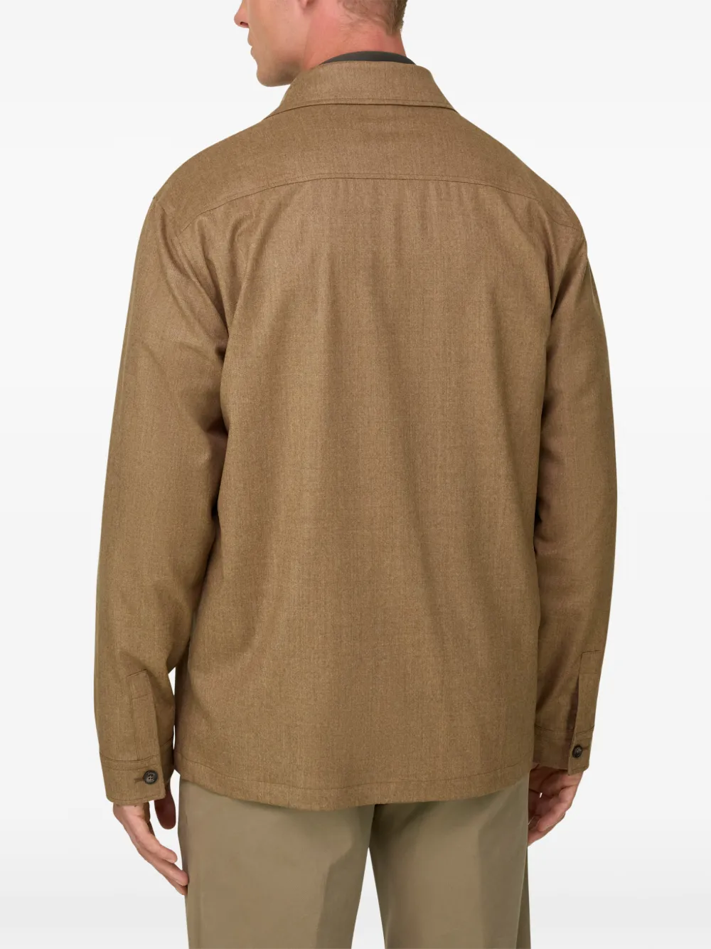 Boggi Milano shacket in wool flannel Bruin
