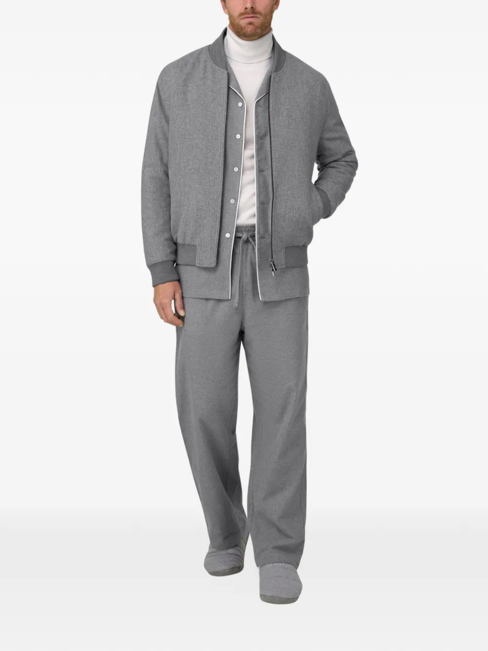 Boggi Milano bomber padded in wool cashmere Grijs