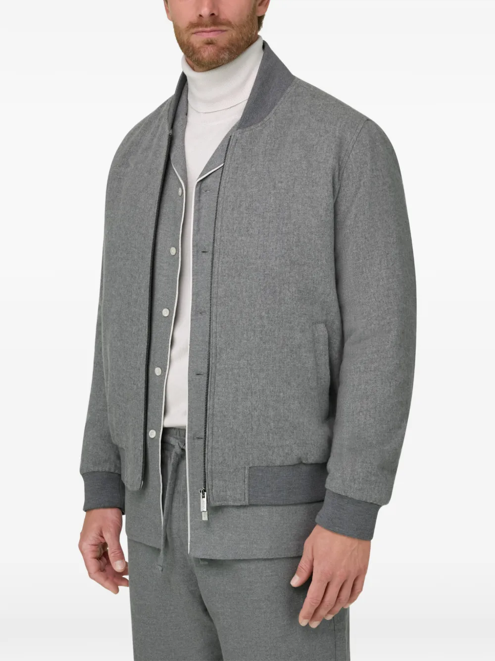 Boggi Milano bomber padded in wool cashmere Grijs