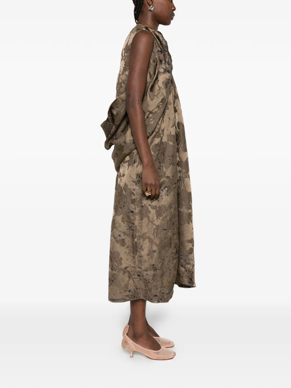 Uma Wang floral-print draped maxi dress Bruin