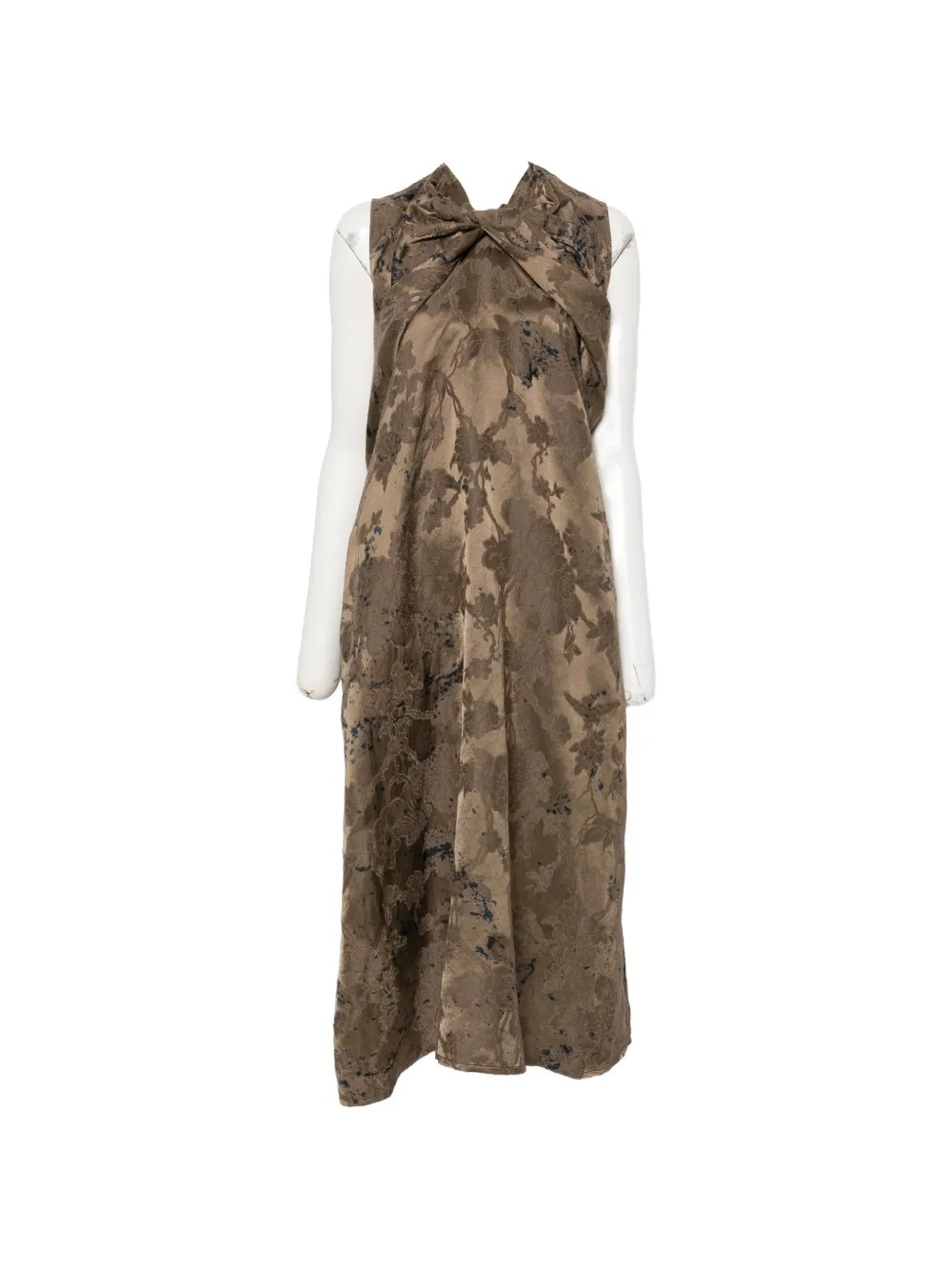 Uma Wang floral-print draped maxi dress - Marrone