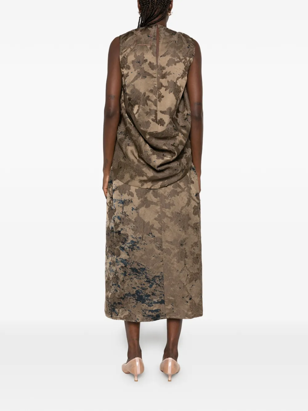 Uma Wang floral-print draped maxi dress Bruin