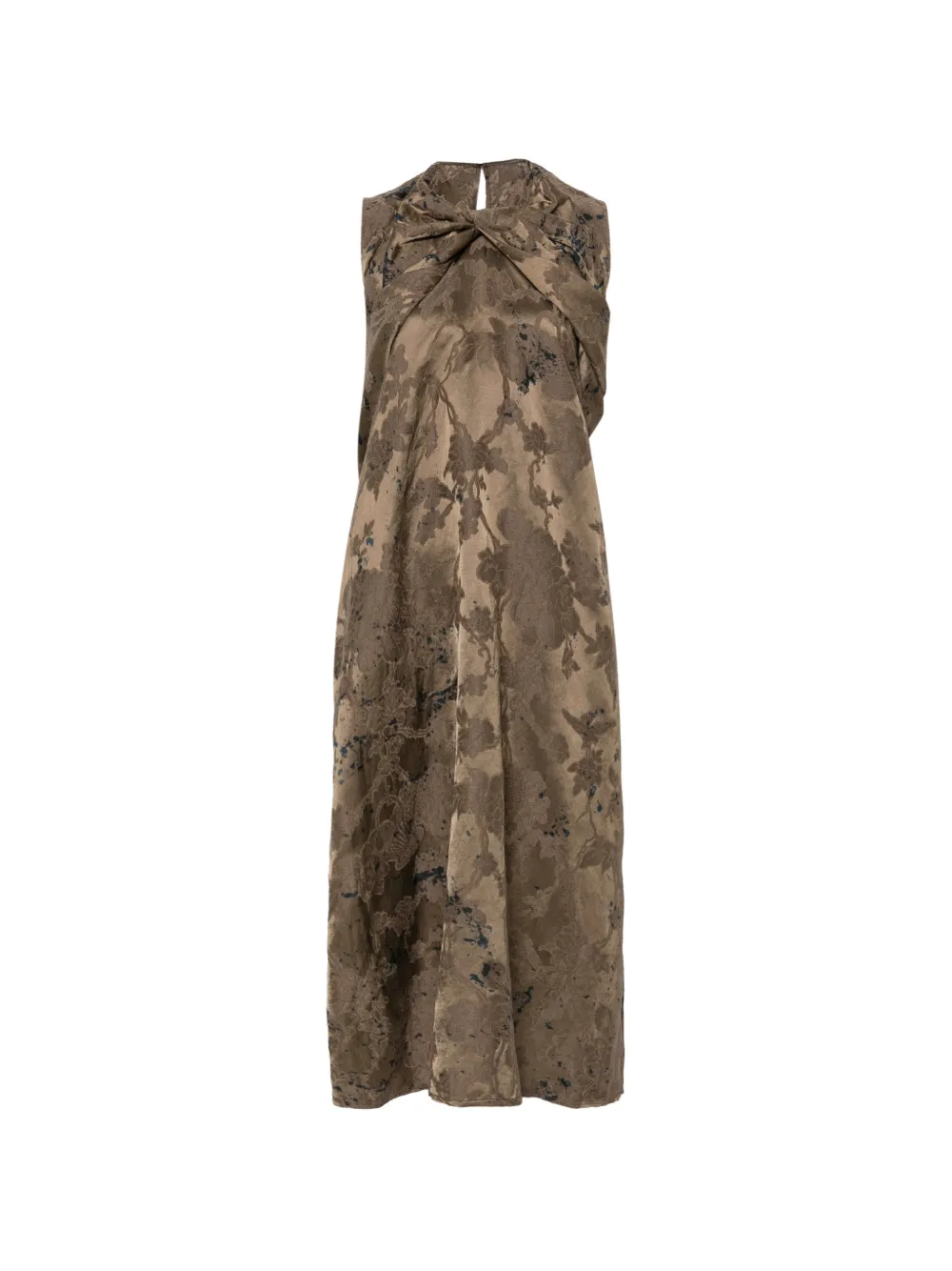 Uma Wang floral-print draped maxi dress - Marrone