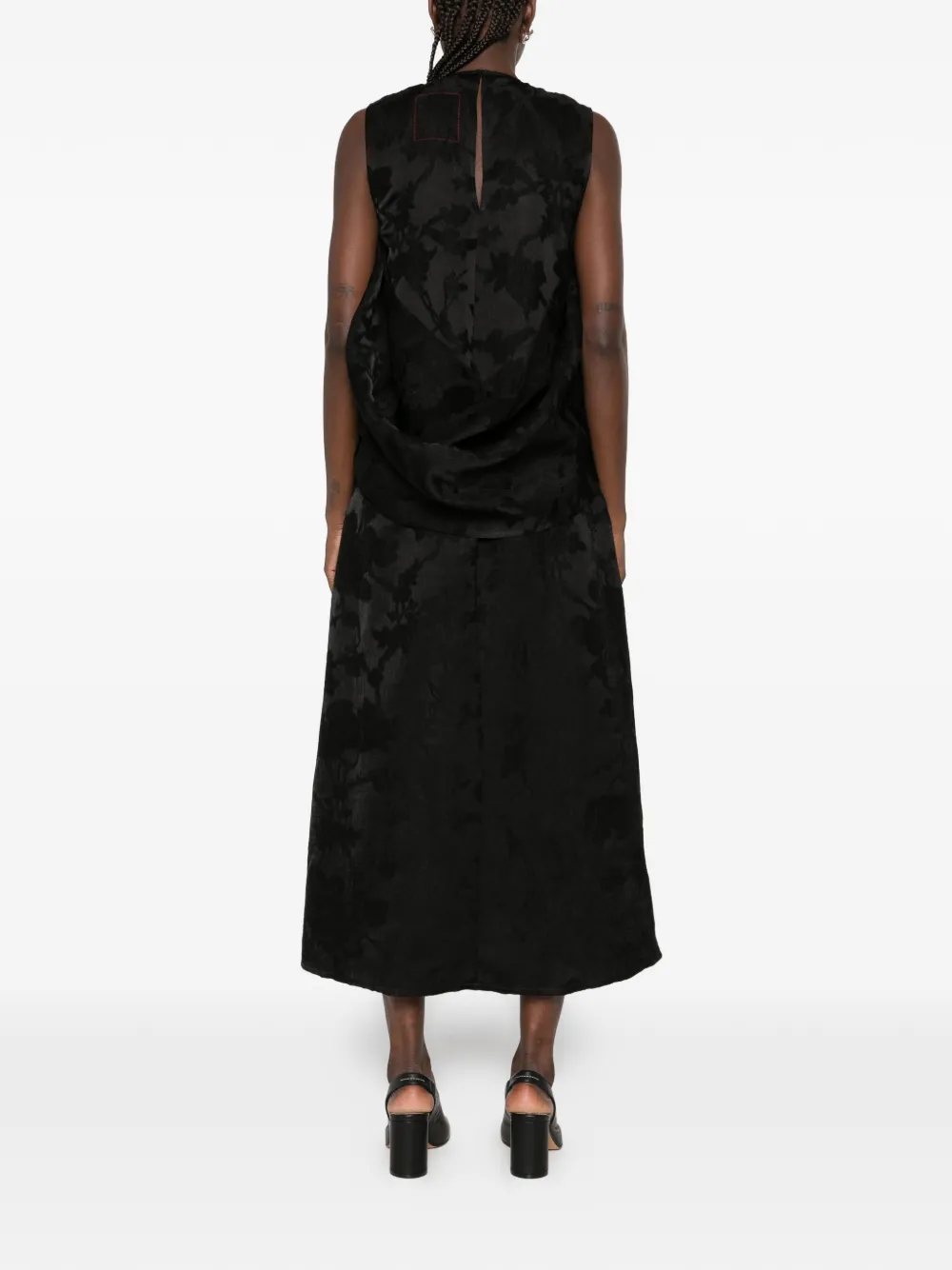 Uma Wang floral-jacquard draped maxi dress Zwart