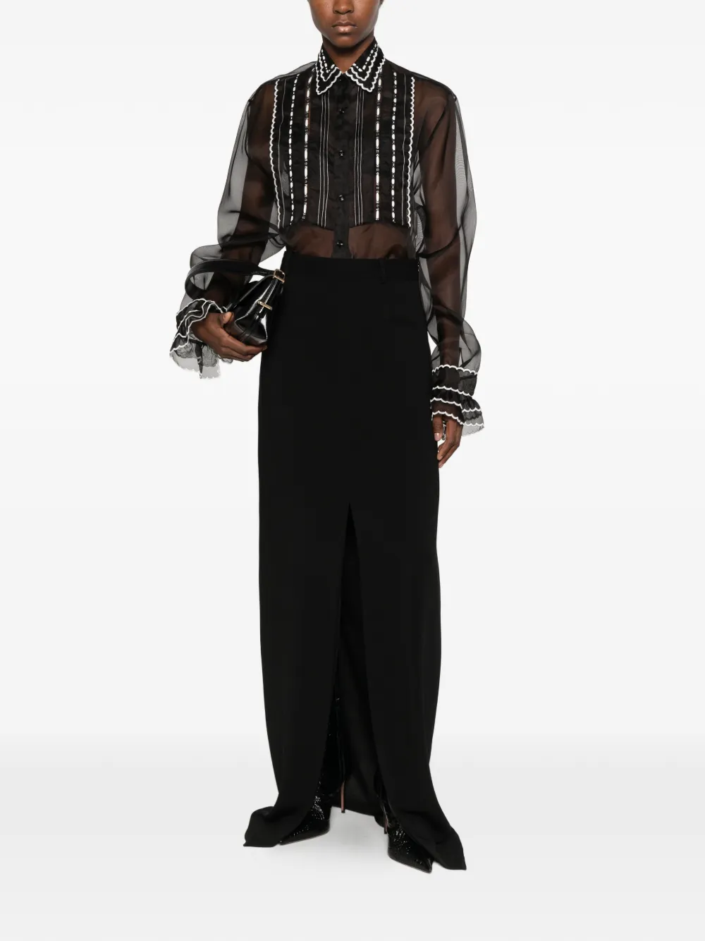 Ermanno Scervino scalloped-embroidered shirt Zwart