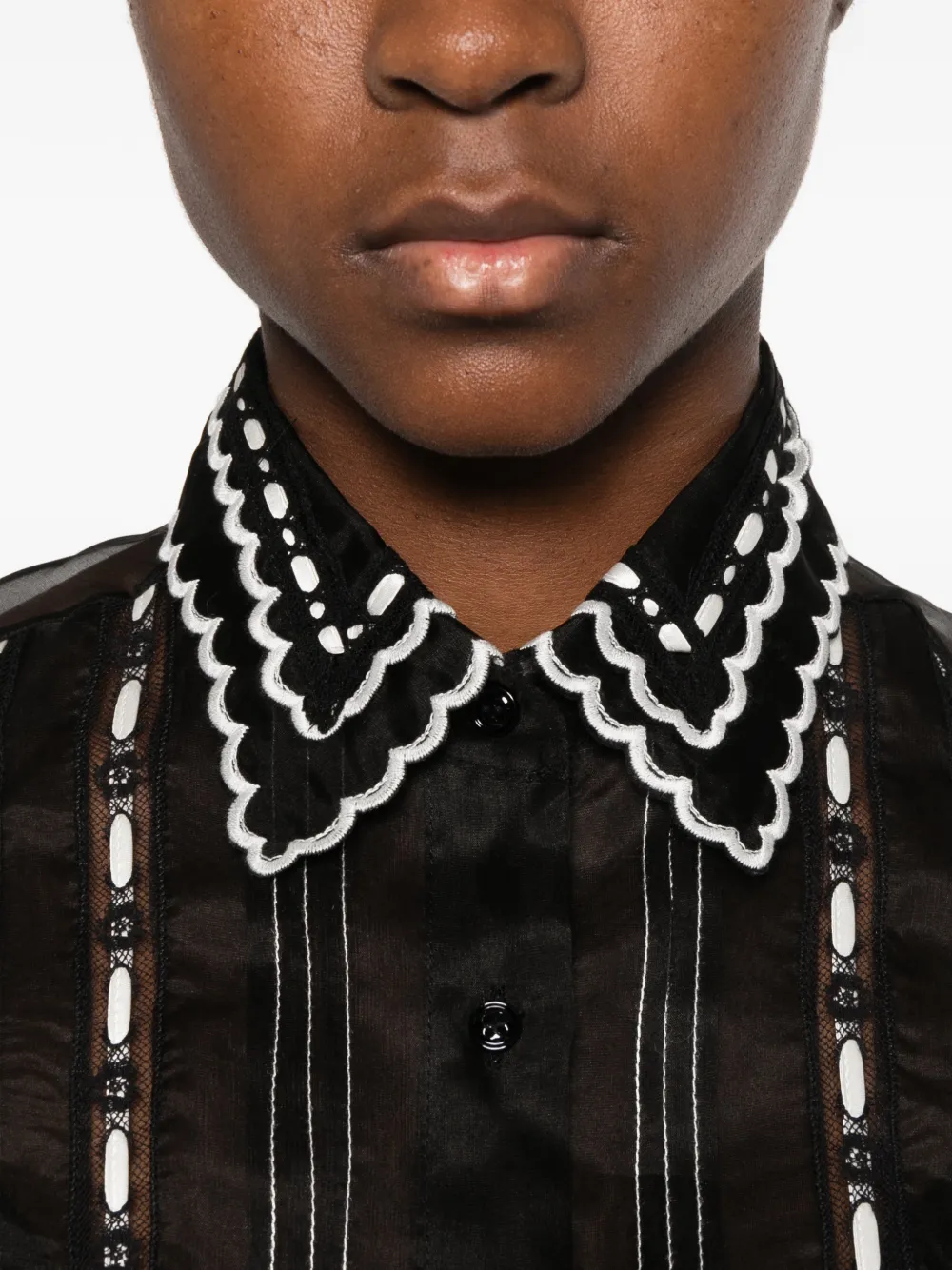 Ermanno Scervino scalloped-embroidered shirt Zwart