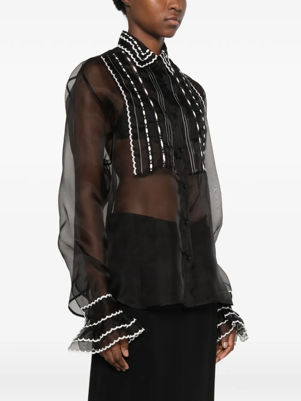 Ermanno Scervino scalloped-embroidered shirt Zwart
