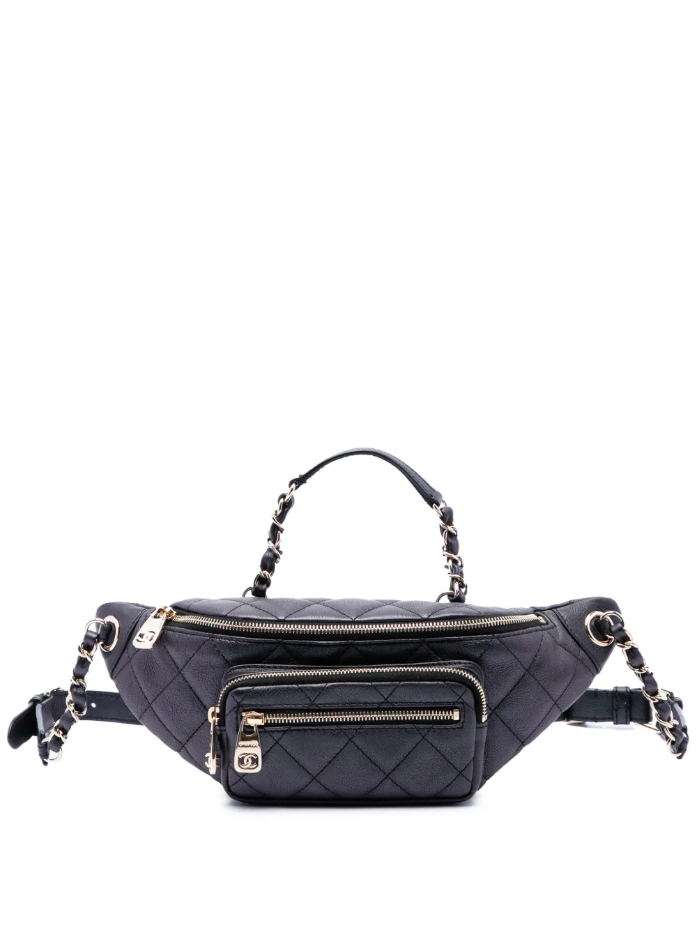 CHANEL Pre-Owned 2019 Iridescent Calfskin All About Waist belt bag - Black