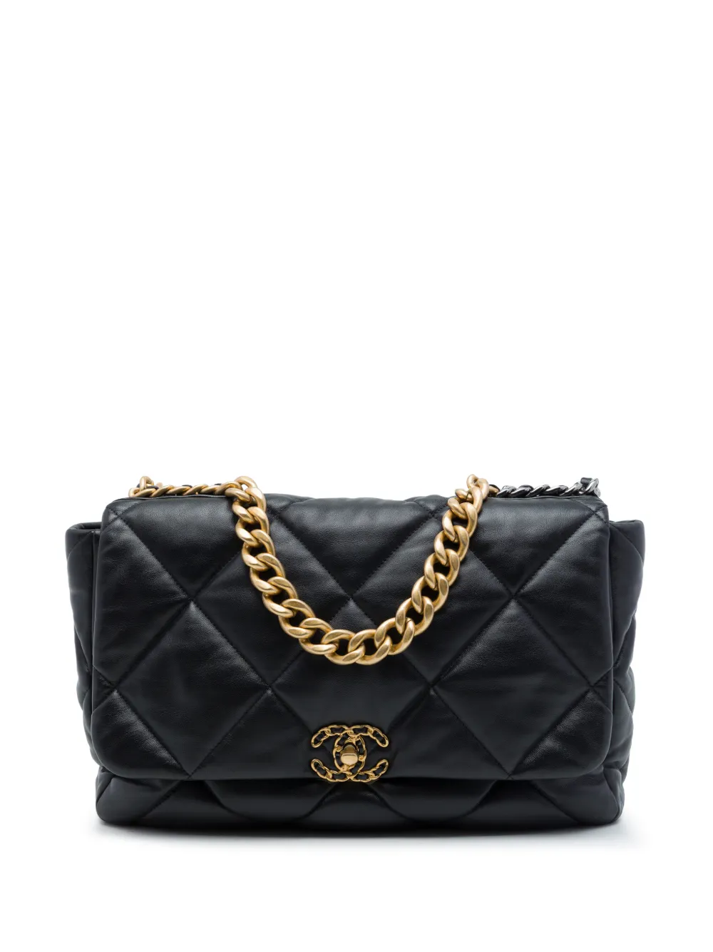 CHANEL Pre-Owned 2021-2026 Maxi Lambskin 19 Flap satchel - Black