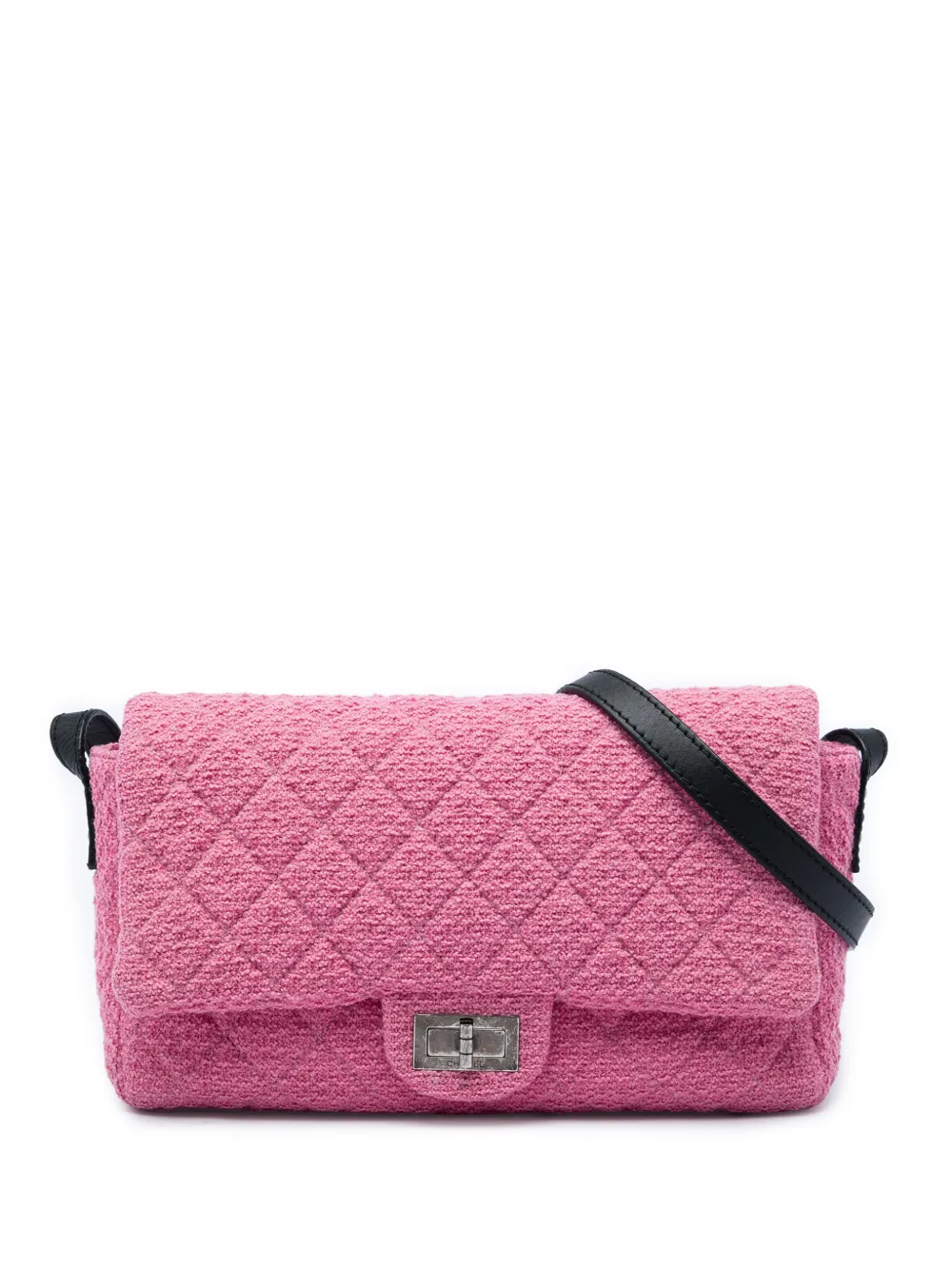 CHANEL Pre-Owned 2009-2010 Jumbo Quilted Tweed Reissue 2.55 Easy Messenger Flap crossbody bag - Pink