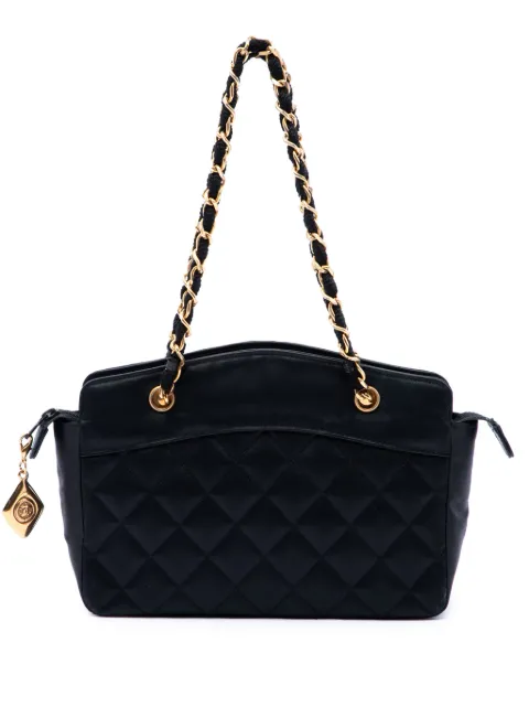 CHANEL Pre-Owned 1989-1991 CC Quilted Satin Zip handbag