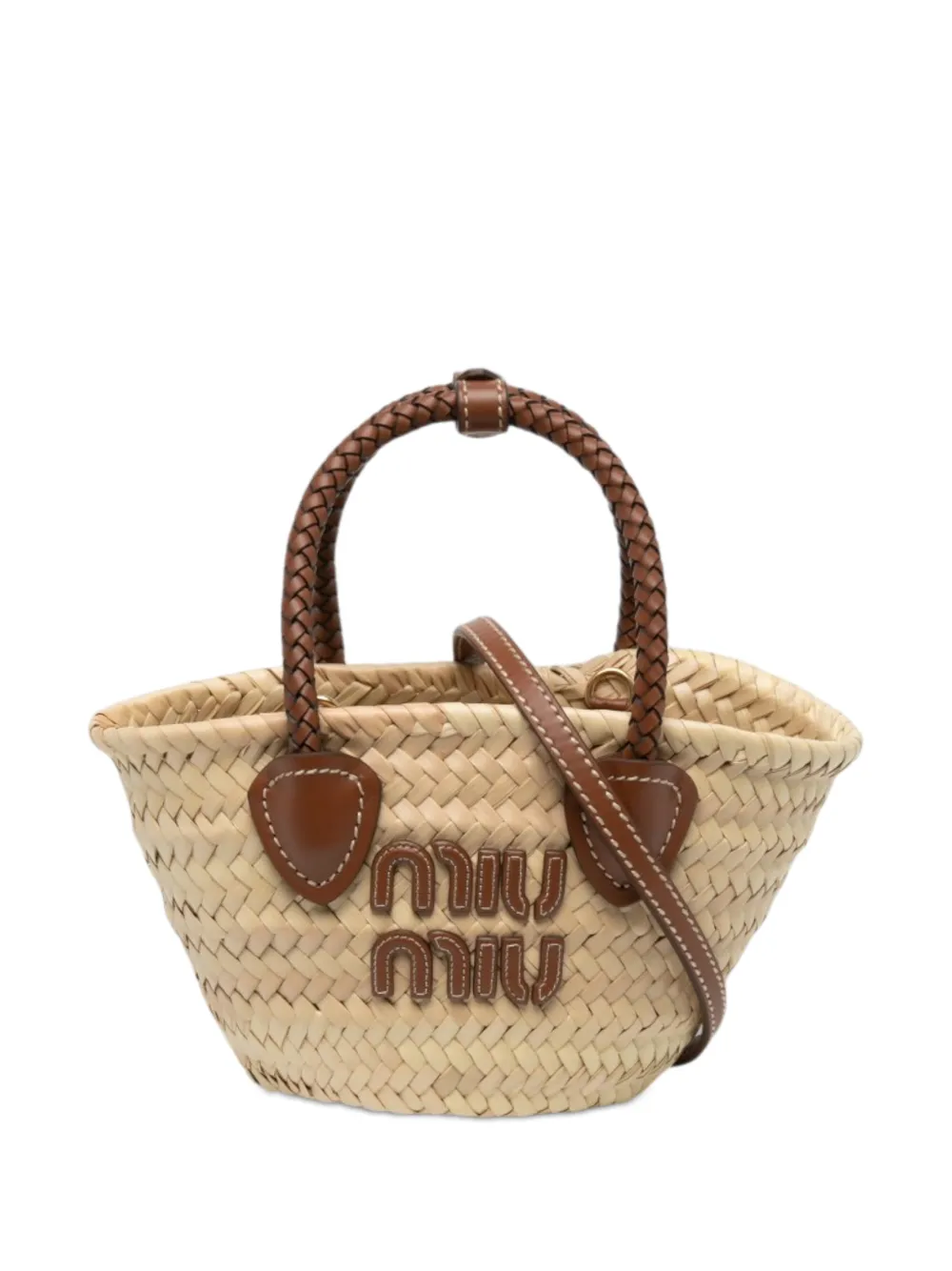 Miu Miu Pre-Owned 2010-2026 Raffia Logo Braided Top Handle Bag satchel - Toni neutri