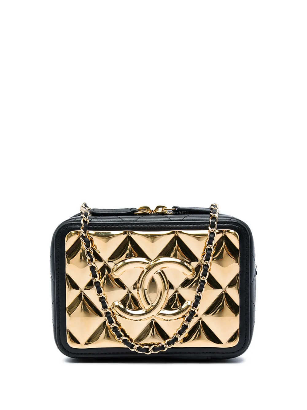 CHANEL Pre-Owned 2021 Mini CC Quilted Lambskin and Golden Plate Vanity crossbody bag - Black