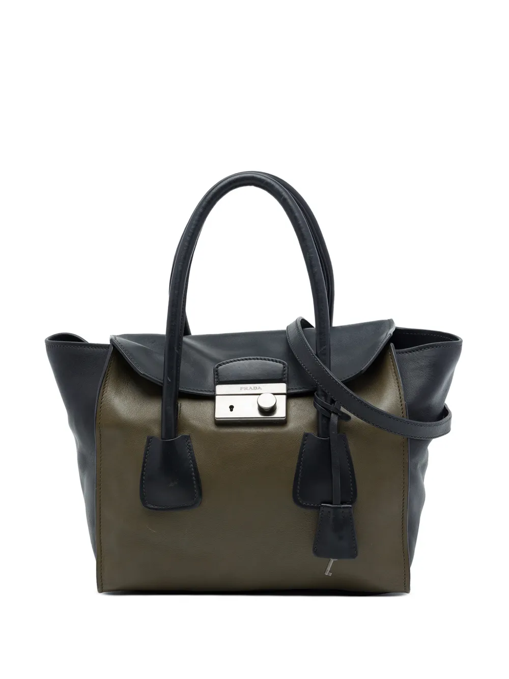 Prada Pre-Owned 2000-2013 Bicolor Glace Calf Sound Lock satchel - Braun