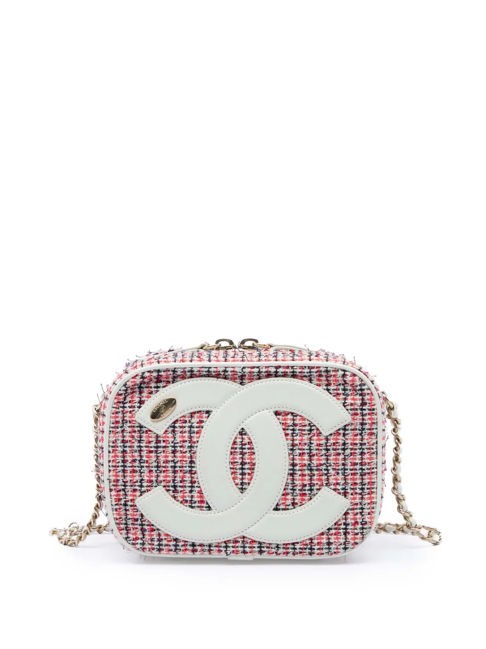 CHANEL Pre-Owned 2019 Tweed CC Mania Camera Bag crossbody bag - White