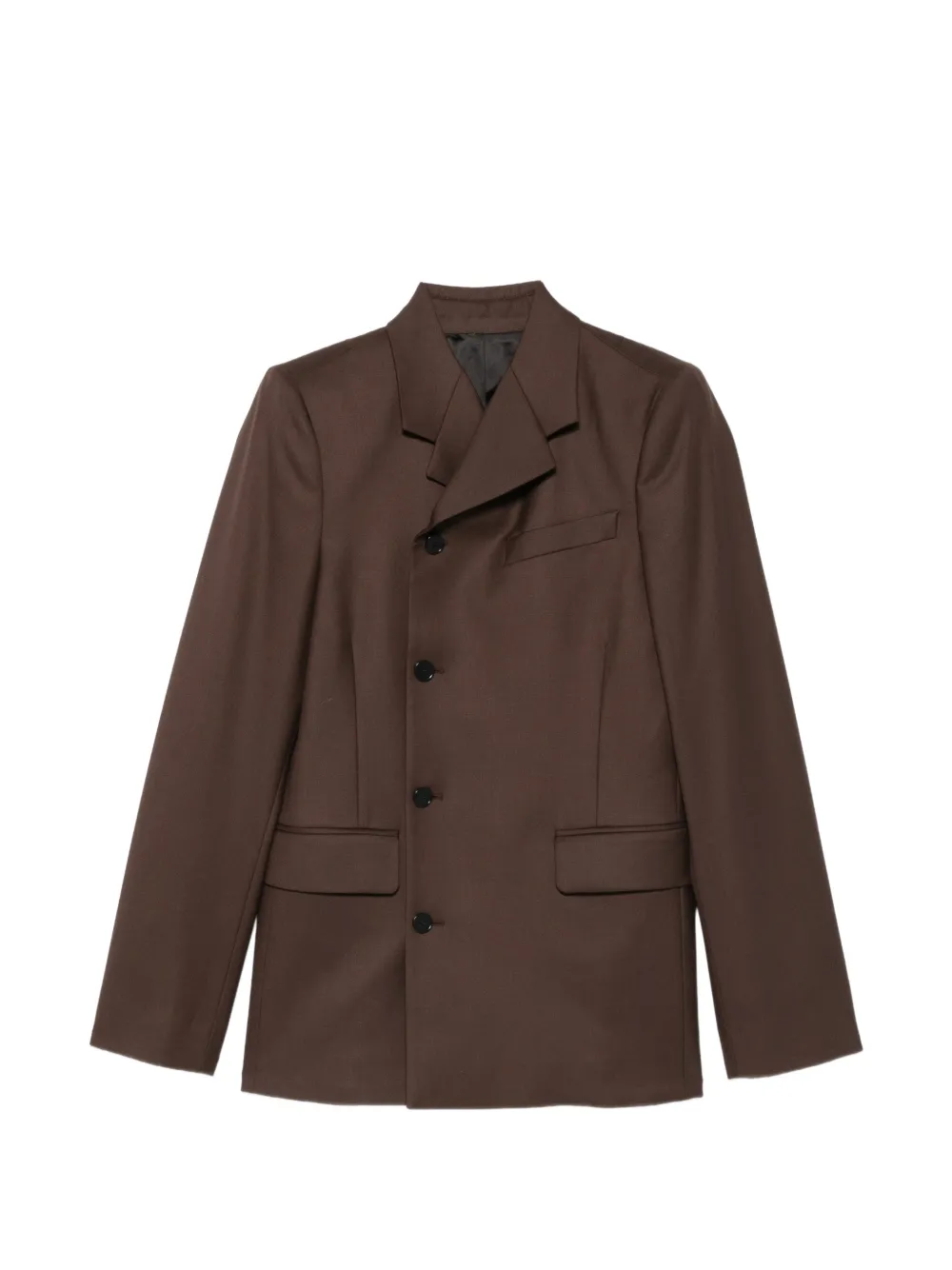 ALAINPAUL asymmetric-fastening wool jacket - Brown