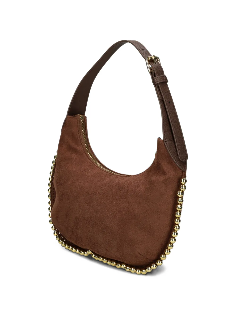 Love Moschino Love bead-embellished crescent-shaped shoulder bag Bruin
