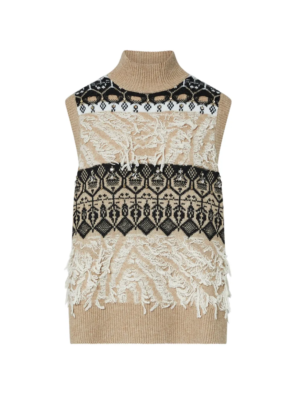 LIU JO vest jacquard with jewel embroidery - Toni neutri