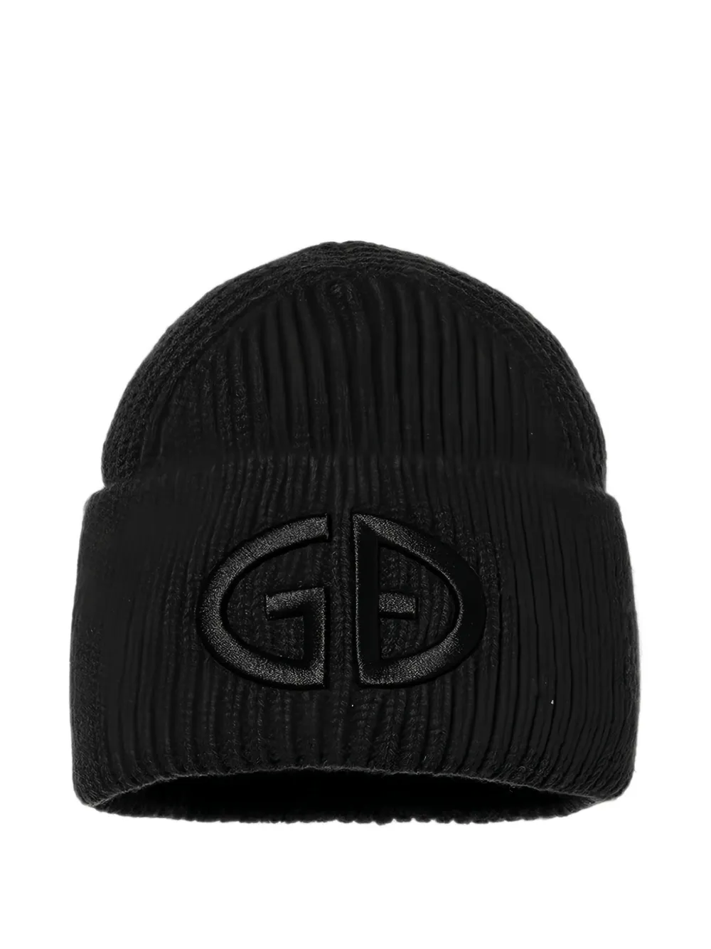 Goldbergh Valerie logo-patch ribbed-knit beanie hat Zwart