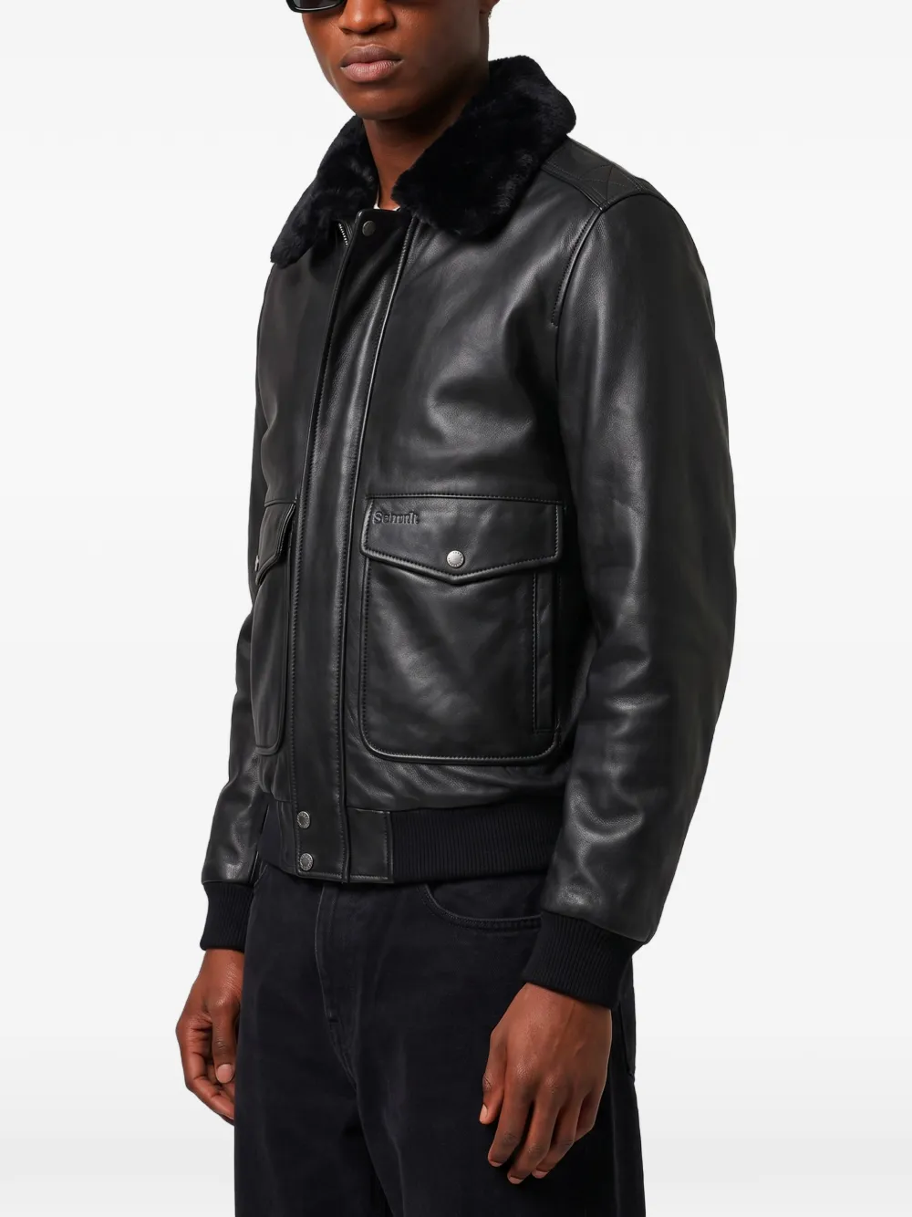 Schott A-2 leather jacket Zwart