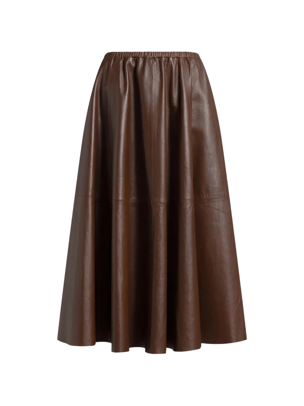 Alberta Ferretti flared leather maxi skirt Bruin