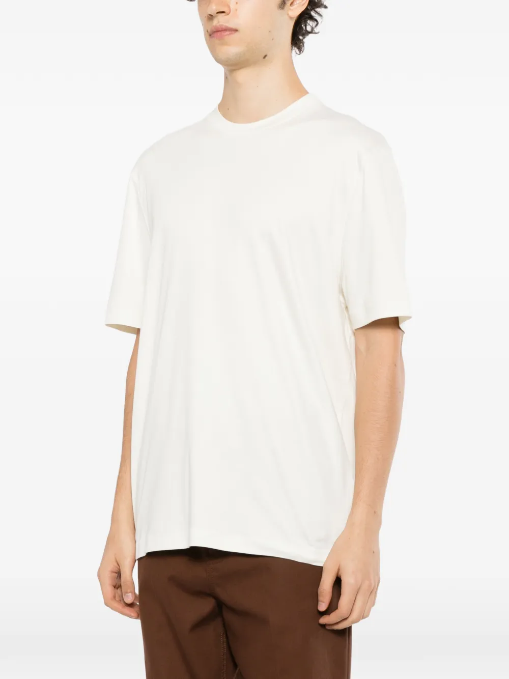 Canali crew-neck short-sleeve T-shirt Beige