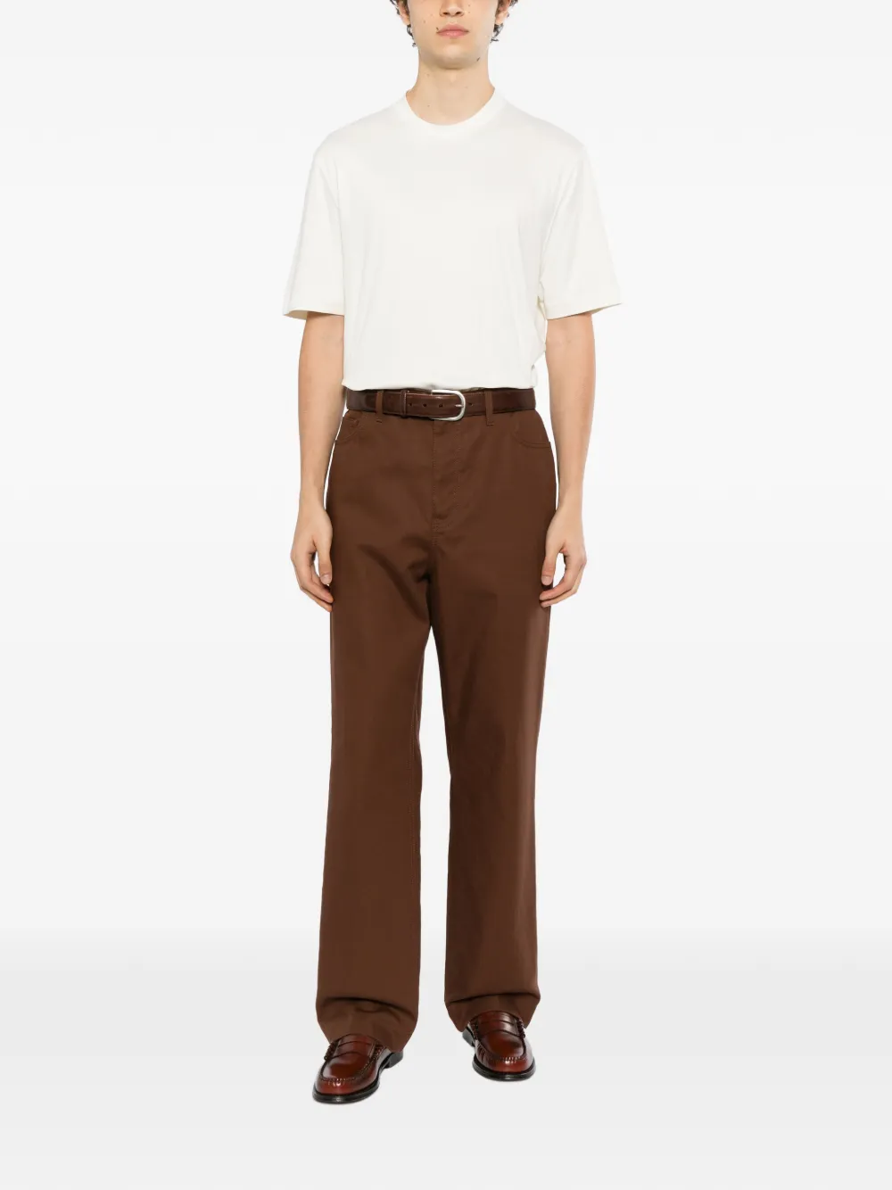 Canali crew-neck short-sleeve T-shirt Beige
