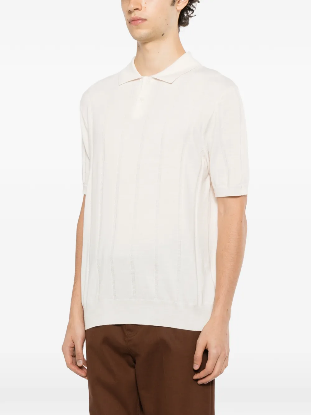 Canali ribbed-knit polo shirt Beige