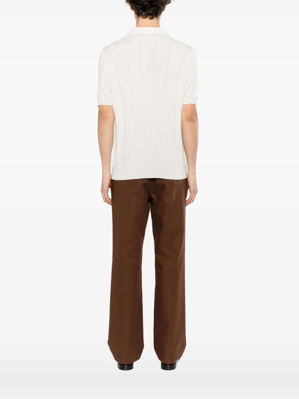 Canali ribbed-knit polo shirt Beige