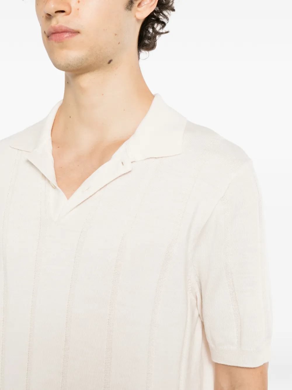 Canali ribbed-knit polo shirt Beige