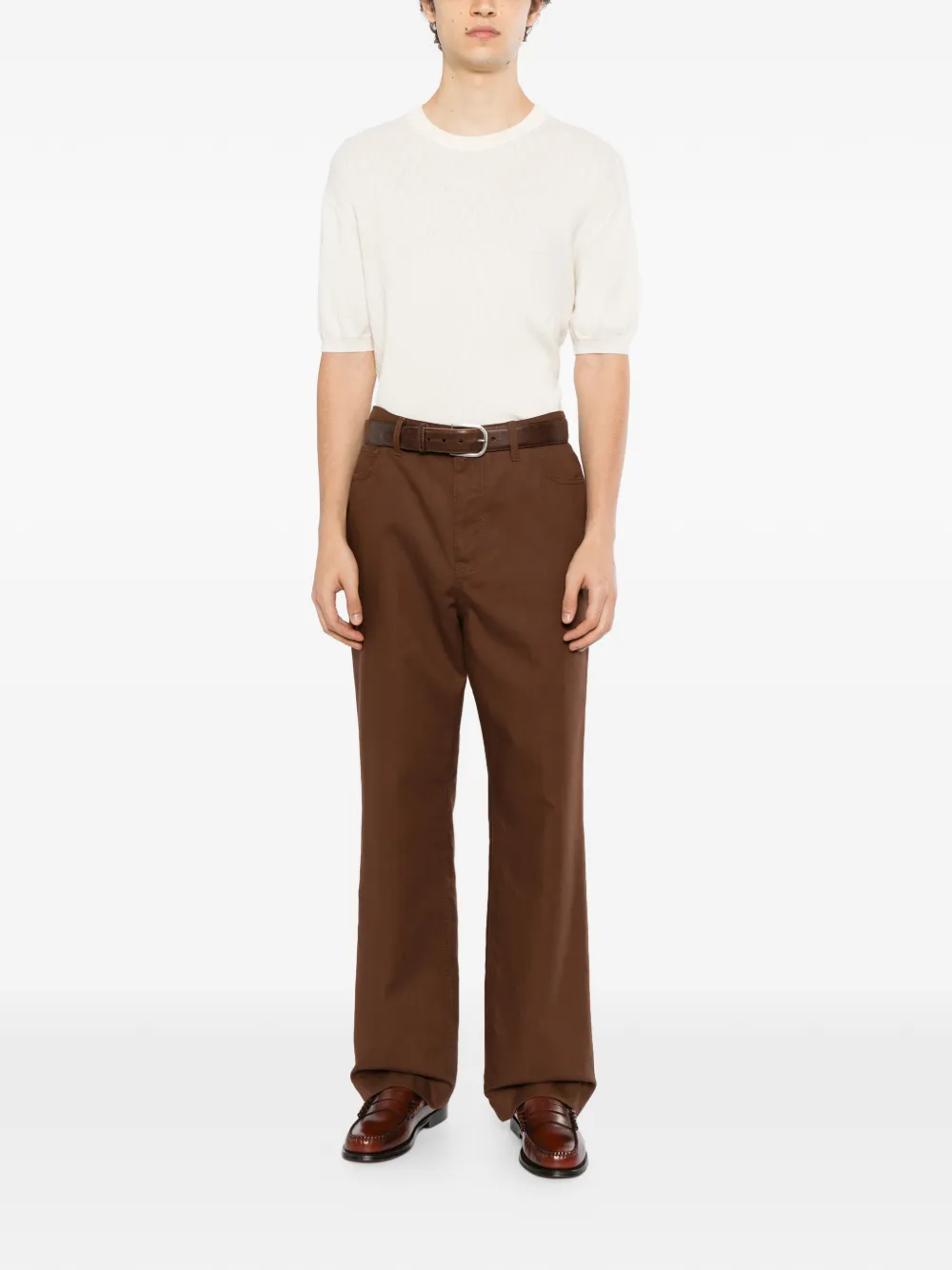 Canali short-sleeve knitted T-shirt Beige