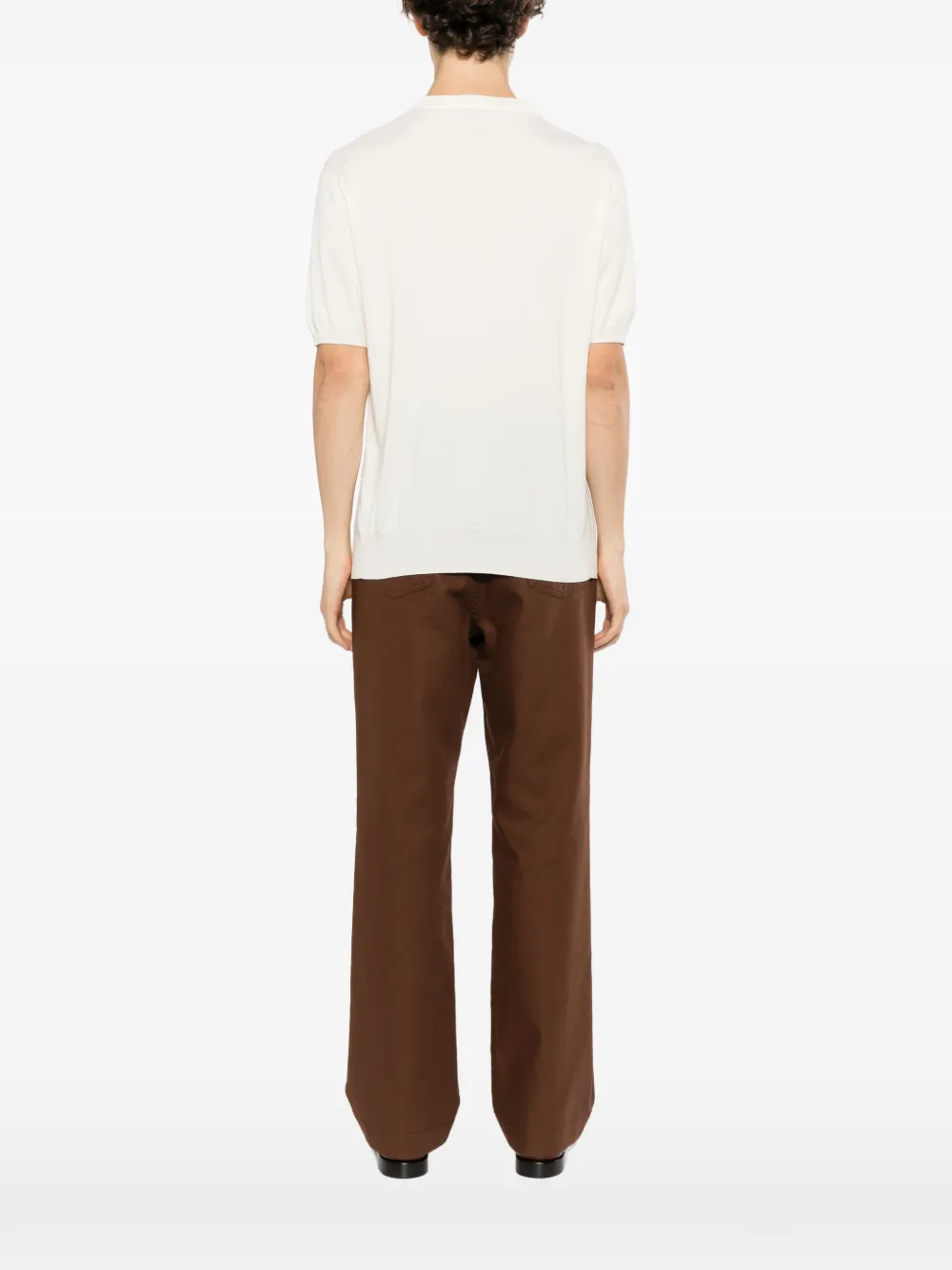 Canali short-sleeve knitted T-shirt Beige