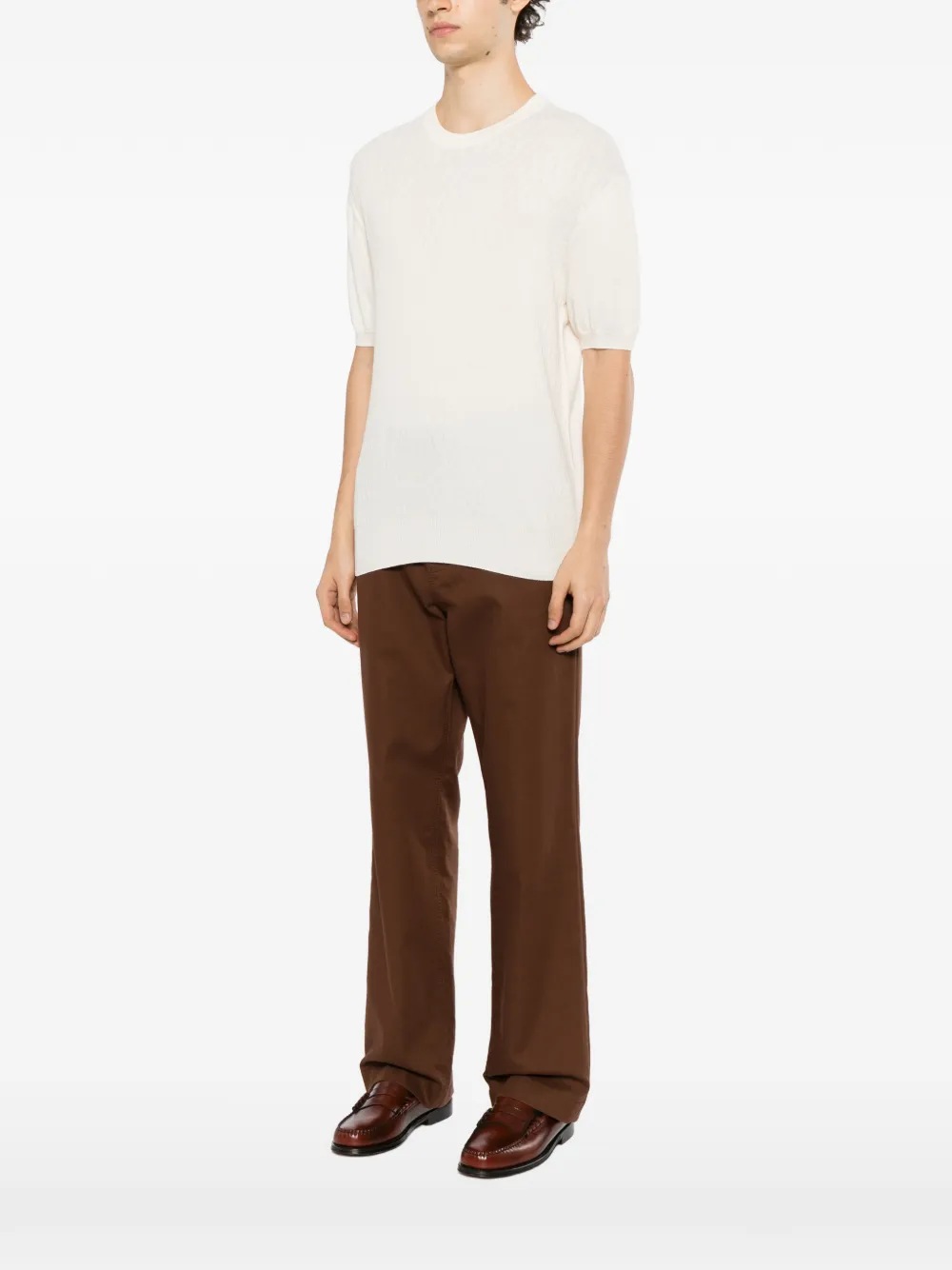 Canali short-sleeve knitted T-shirt Beige