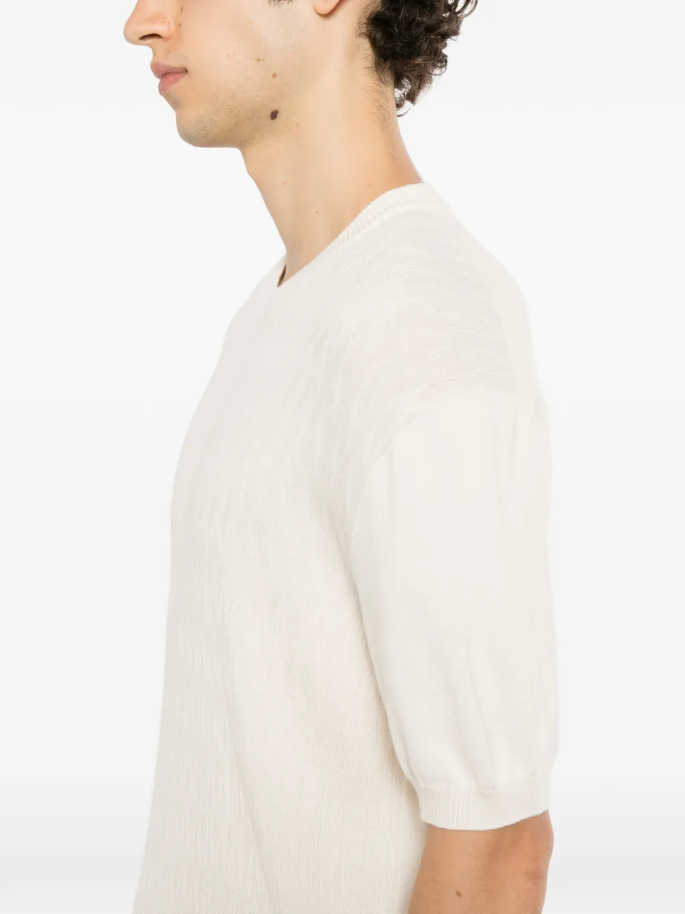 Canali short-sleeve knitted T-shirt Beige