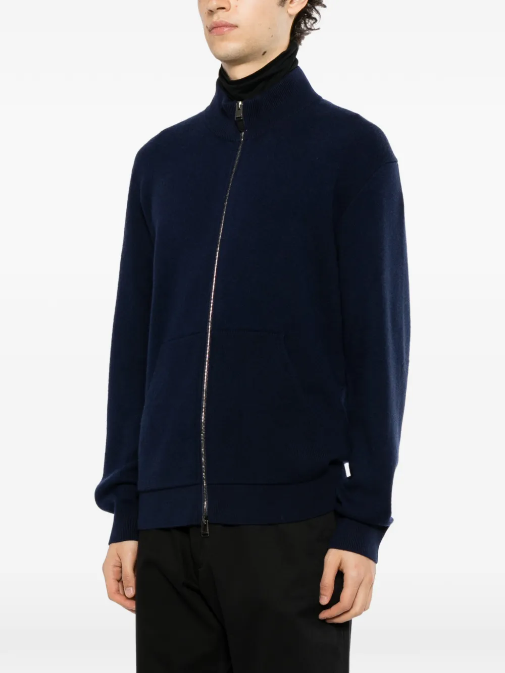 Canali zip-up knitted sweater Blauw