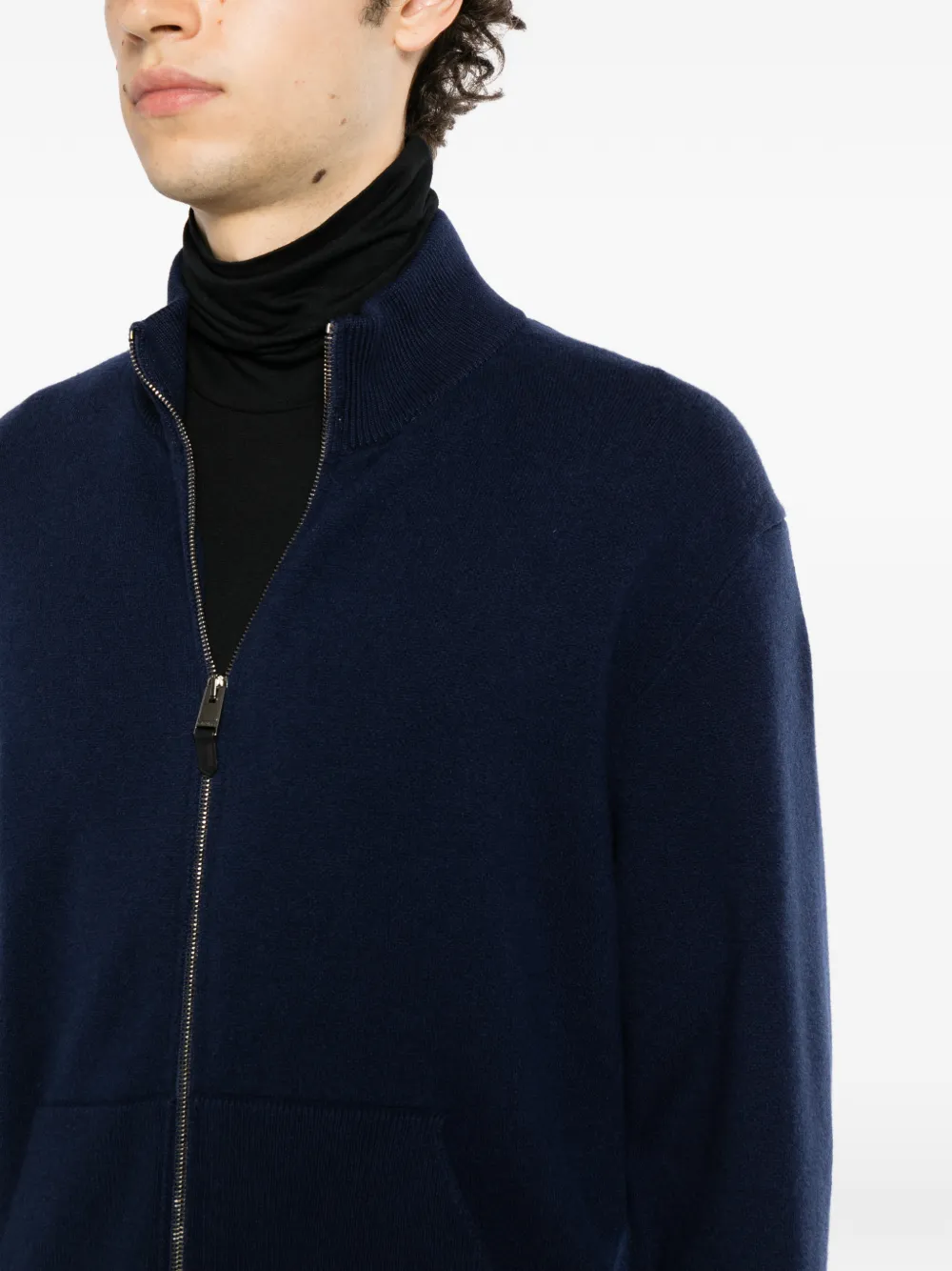 Canali zip-up knitted sweater Blauw