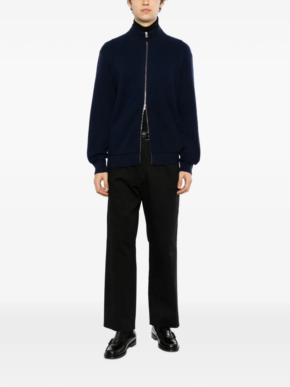 Canali zip-up knitted sweater Blauw