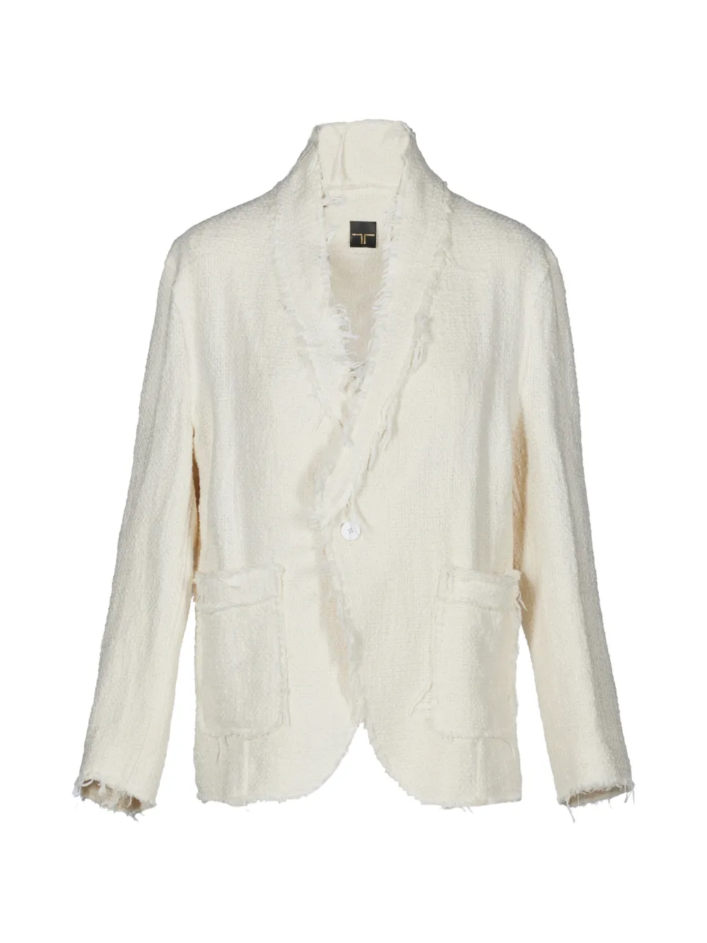 Tessitura frayed-edge knitted blazer