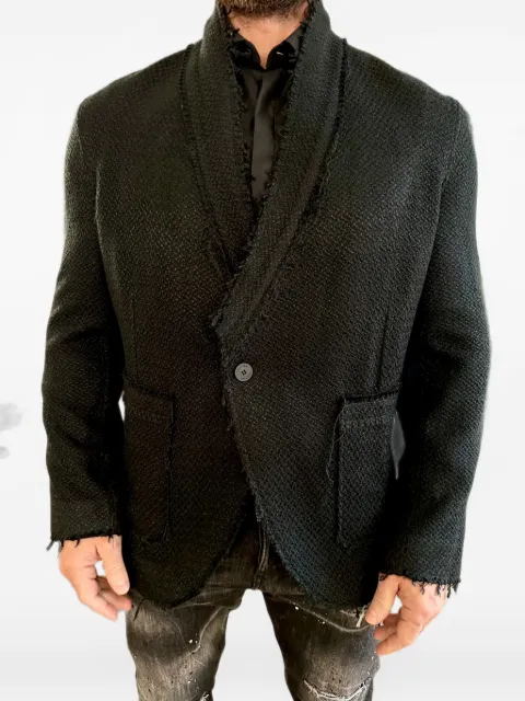 Tessitura frayed-edge knitted blazer