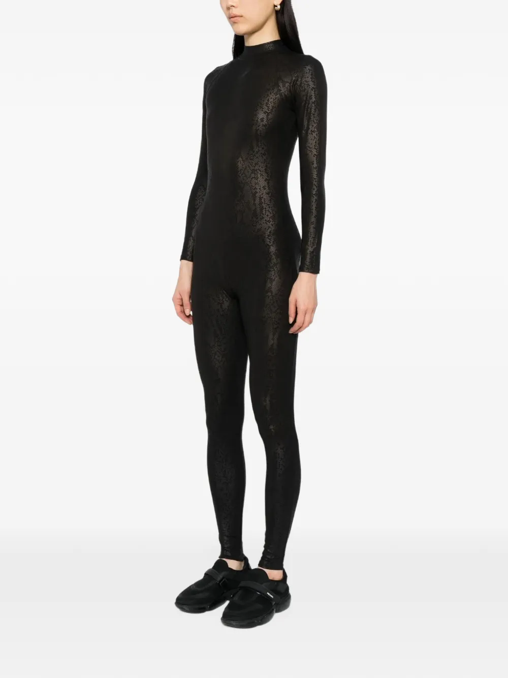 Tessitura Snake-skin Textured Jumpsuit In Black