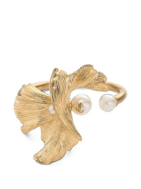 Jimmy Choo wave pearl cuff white and gold-finish metal cuff bracelet with pearl embellishments