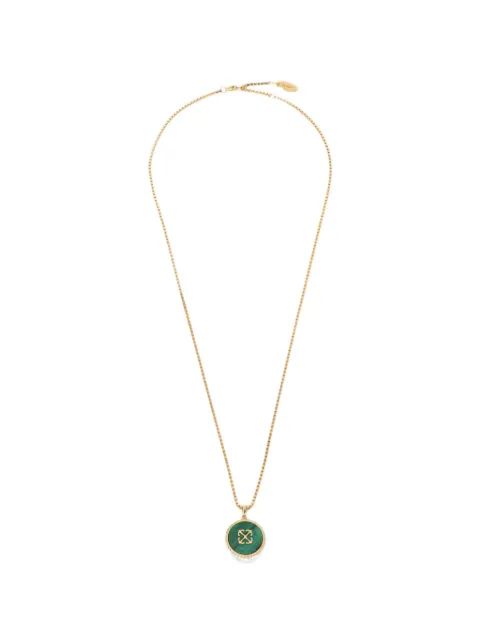 Off-White collier Arrows à médaillon en malachite