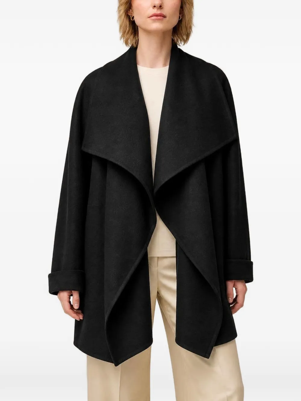 RETORI shawl-collar wool coat Zwart