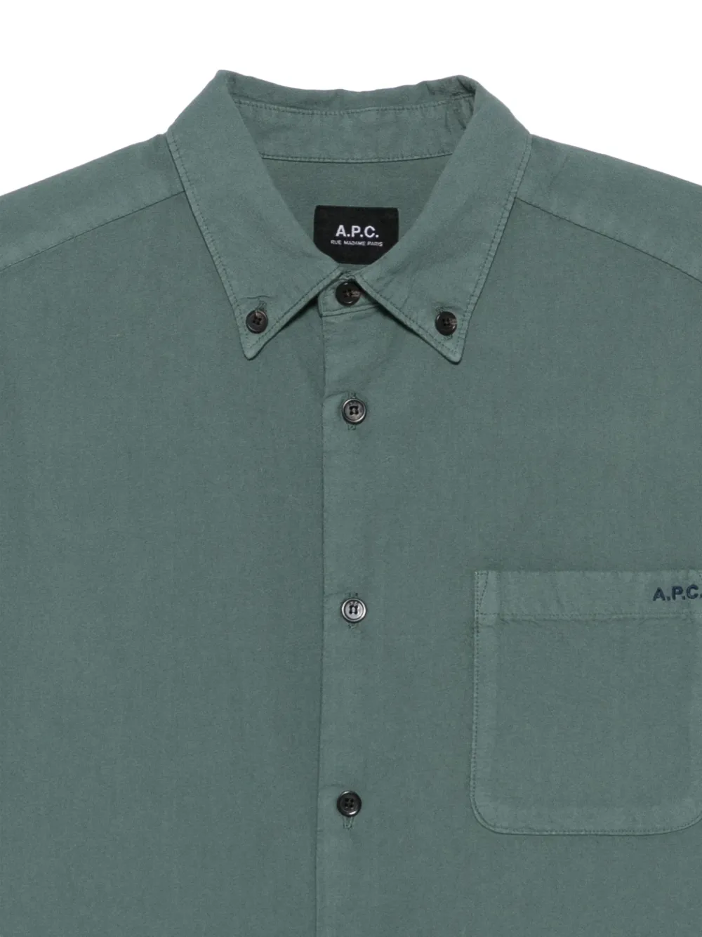 A.P.C. button-down collar logo-embroidered shirt Groen