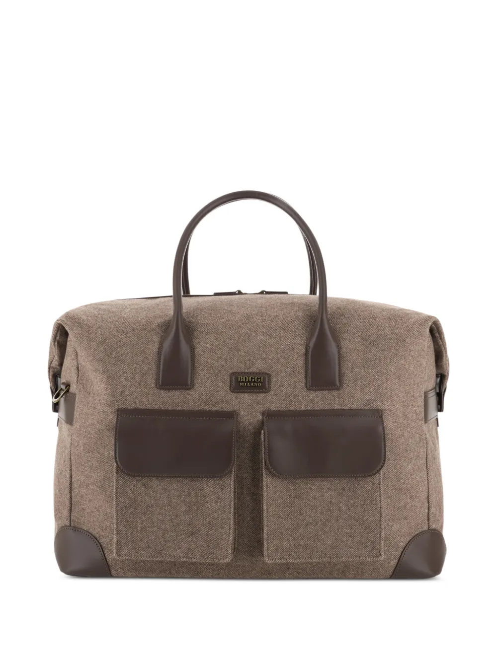 Boggi Milano duffle bag in leather and wool blend - Toni neutri